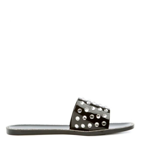 Jeweled Flat Jelly Sandals Black size 7 - Picture 3 of 6